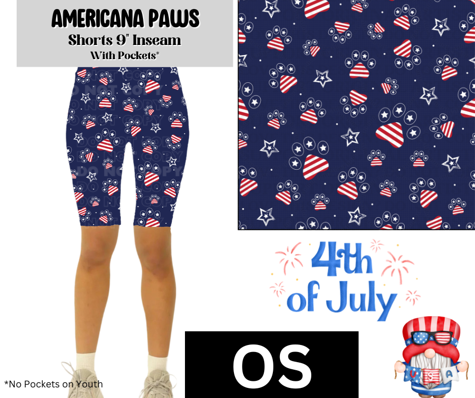 Americana Paws Jamaica Shorts w/ Pockets