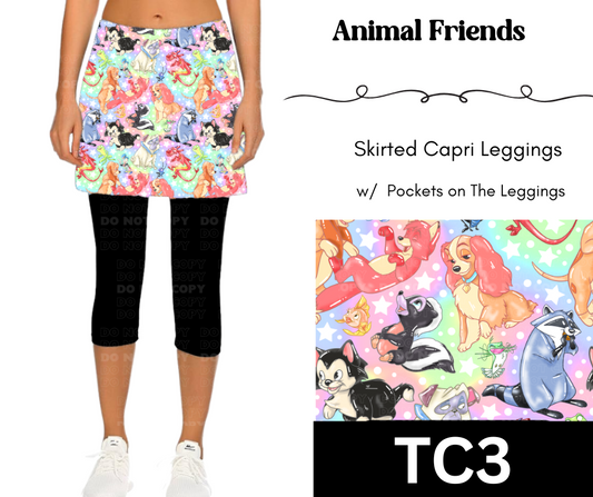 Animal Friends Skirted Capri Length Leggings w/ Pockets