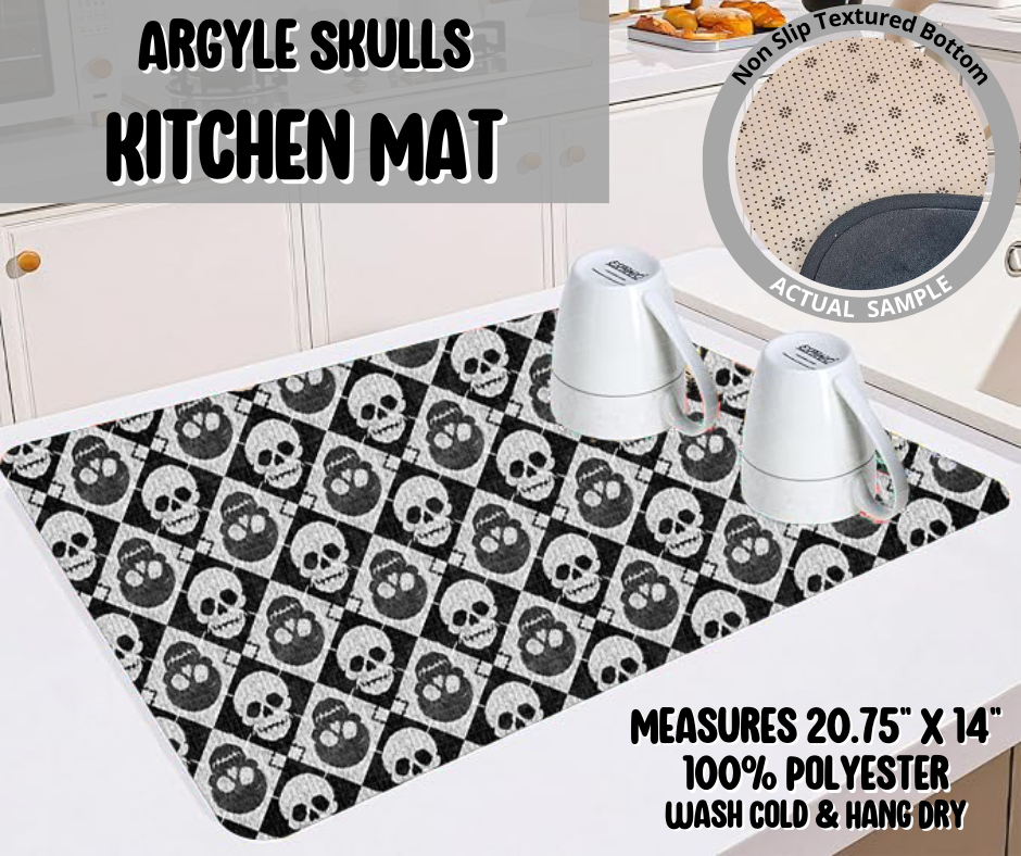 Argyle Skulls Kitchen Mat