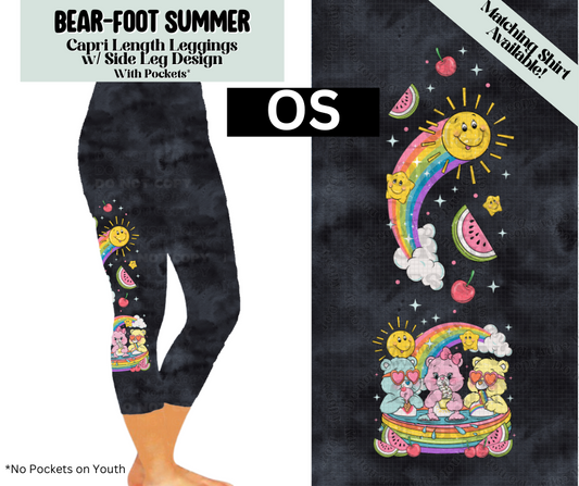 Bear-Foot Summer Capri Leggings w/ Side Leg Designs