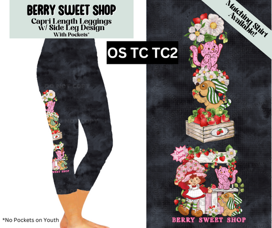 Berry Sweet Shop Capri Leggings w/ Side Leg Designs