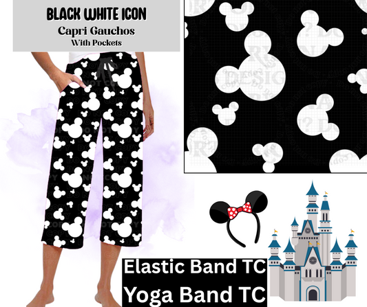 Black White Icon Capri Gauchos