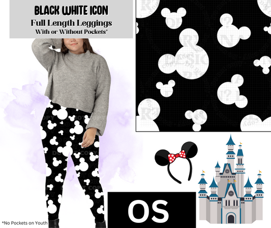 Black White Icon Full Length Leggings w/ Pockets