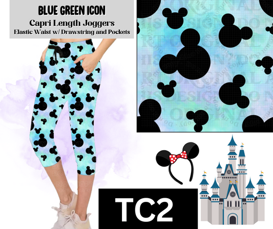 Blue Green Icon Jogger Capri