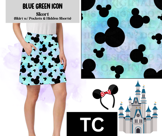 Blue Green Icon Skort