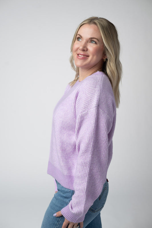 IN STOCK Josie Cozy Crew Sweater - Lavender FINAL SALE