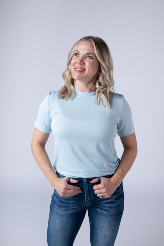 IN STOCK Blair Short Sleeve Top - Sky Blue FINAL SALE