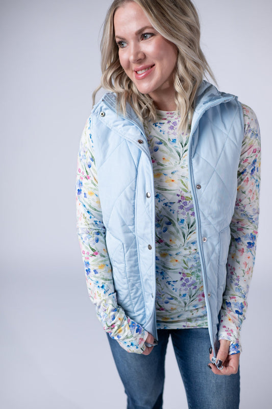 IN STOCK Remy Zip Up Vest - Sky Blue FINAL SALE