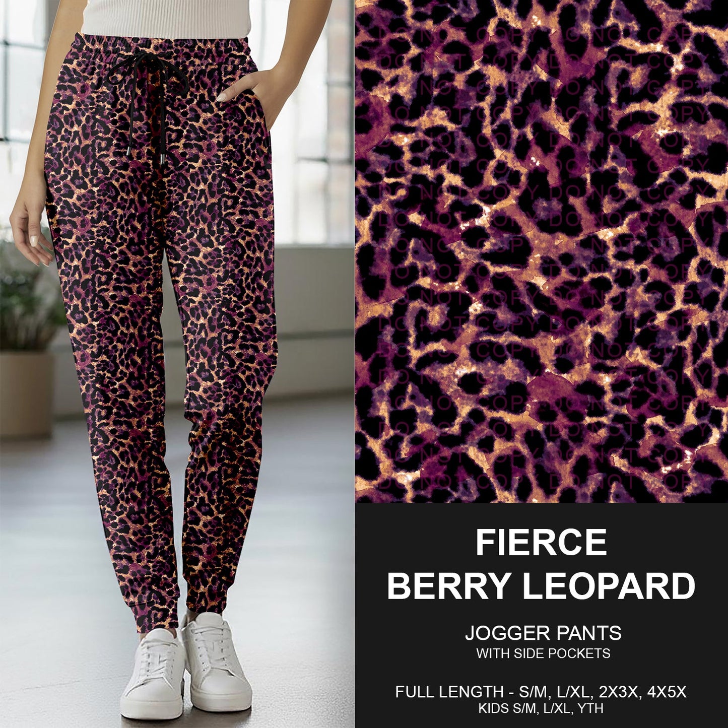 B260 - Preorder Fierce Berry Leopard Joggers (Closes 11/09. ETA mid Jan.)