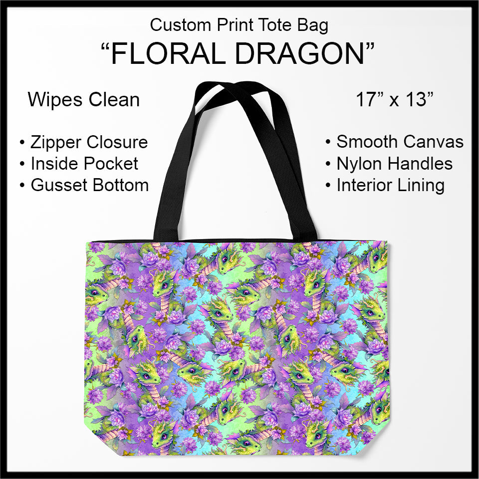 RTS - Floral Dragon Tote Bag
