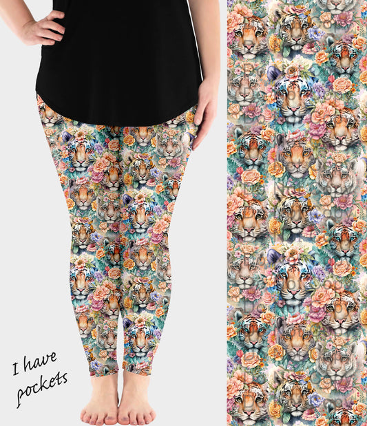 RTS - Floral Tiger Leggings w/ Pockets