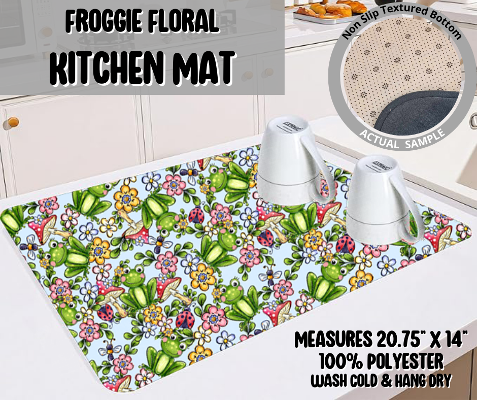 Froggie Floral Kitchen Mat