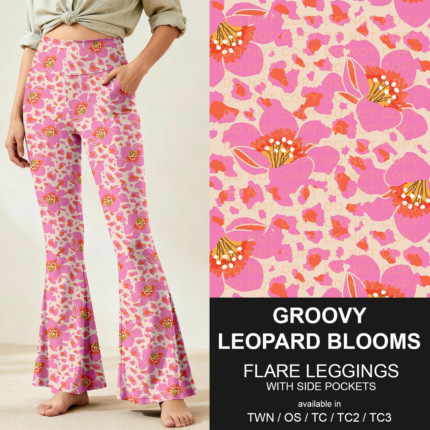 B259 - Preorder Groovy Leopard Blooms Flare Leggings (Closes 11/07. ETA: mid Jan.)
