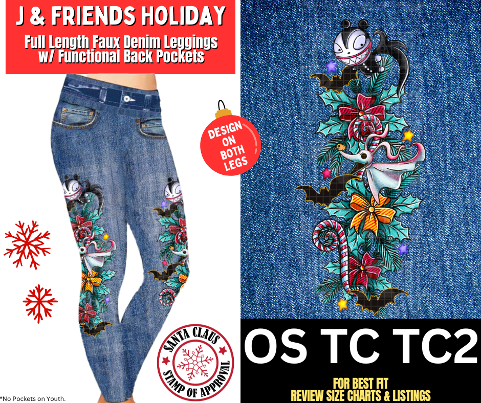 J & Friends Holiday Full Length Faux Denim w/ Side Leg Designs