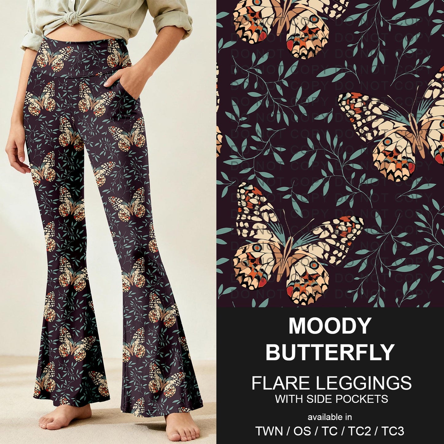 B259 - Preorder Moody Butterfly Flare Leggings (Closes 11/07. ETA: mid Jan.)
