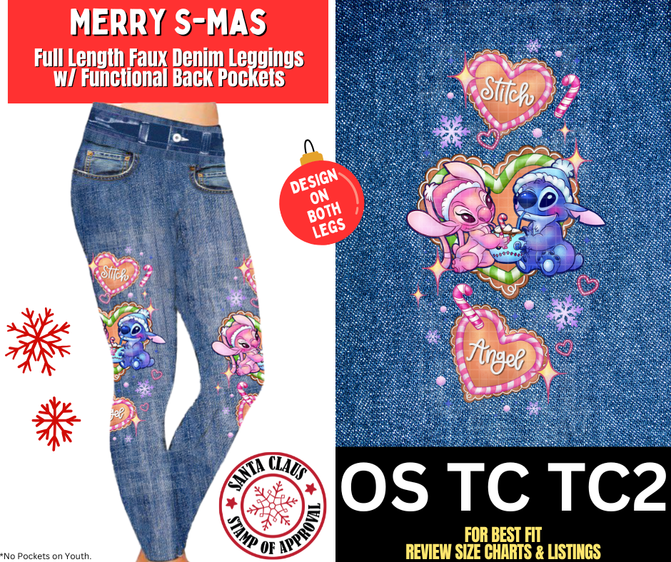 Merry S-mas Full Length Faux Denim w/ Side Leg Designs
