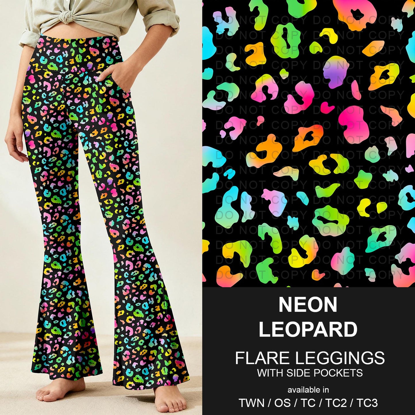 B259 - Preorder Neon Leopard Flare Leggings (Closes 11/07. ETA: mid Jan.)