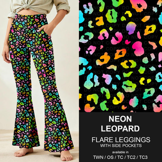 B259 - Preorder Neon Leopard Flare Leggings (Closes 11/07. ETA: mid Jan.)