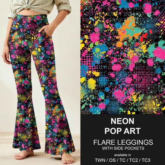 B259 - Preorder Neon Pop Art Flare Leggings (Closes 11/07. ETA: mid Jan.)
