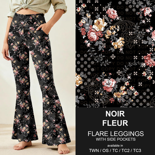 B259 - Preorder Noir Fleur Flare Leggings (Closes 11/07. ETA: mid Jan.)