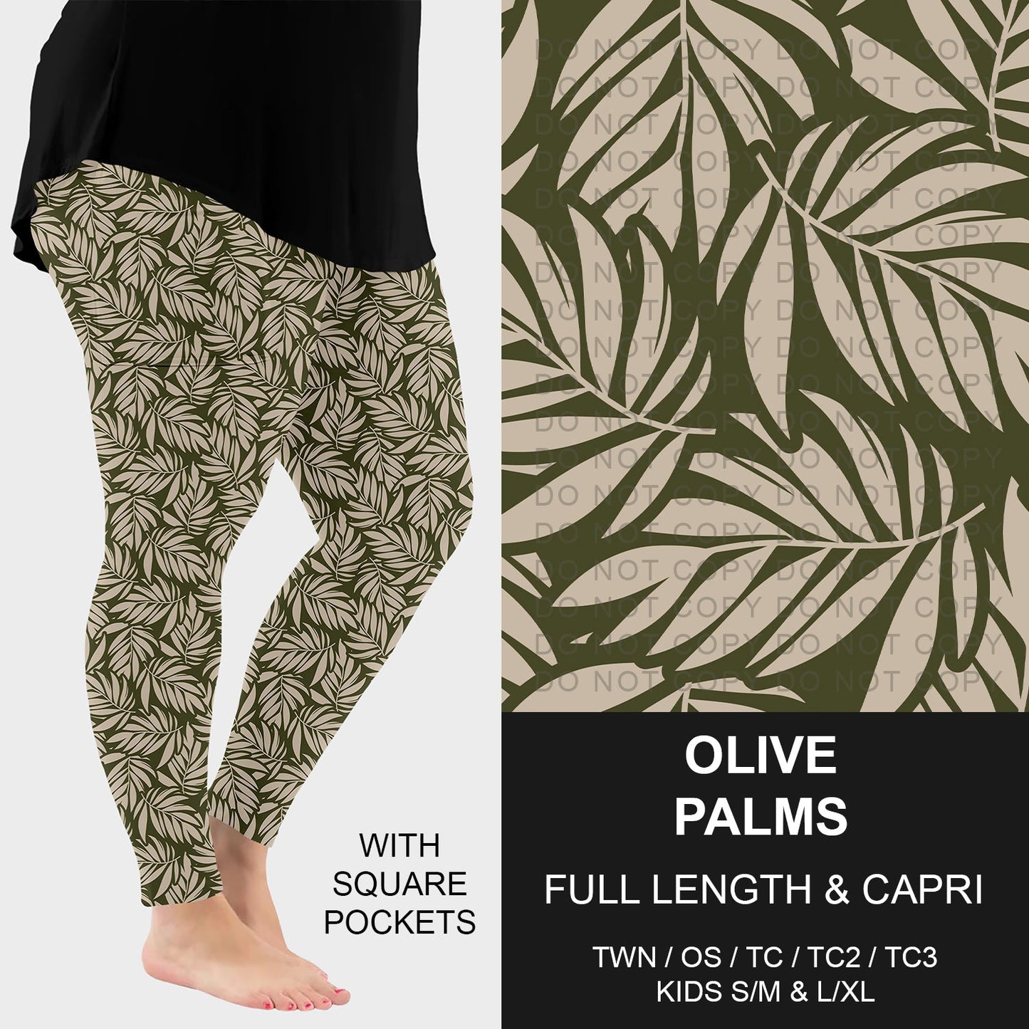 B260 - Preorder Olive Palms Leggings w/ Pockets (Closes 11/09. ETA: mid Jan.)