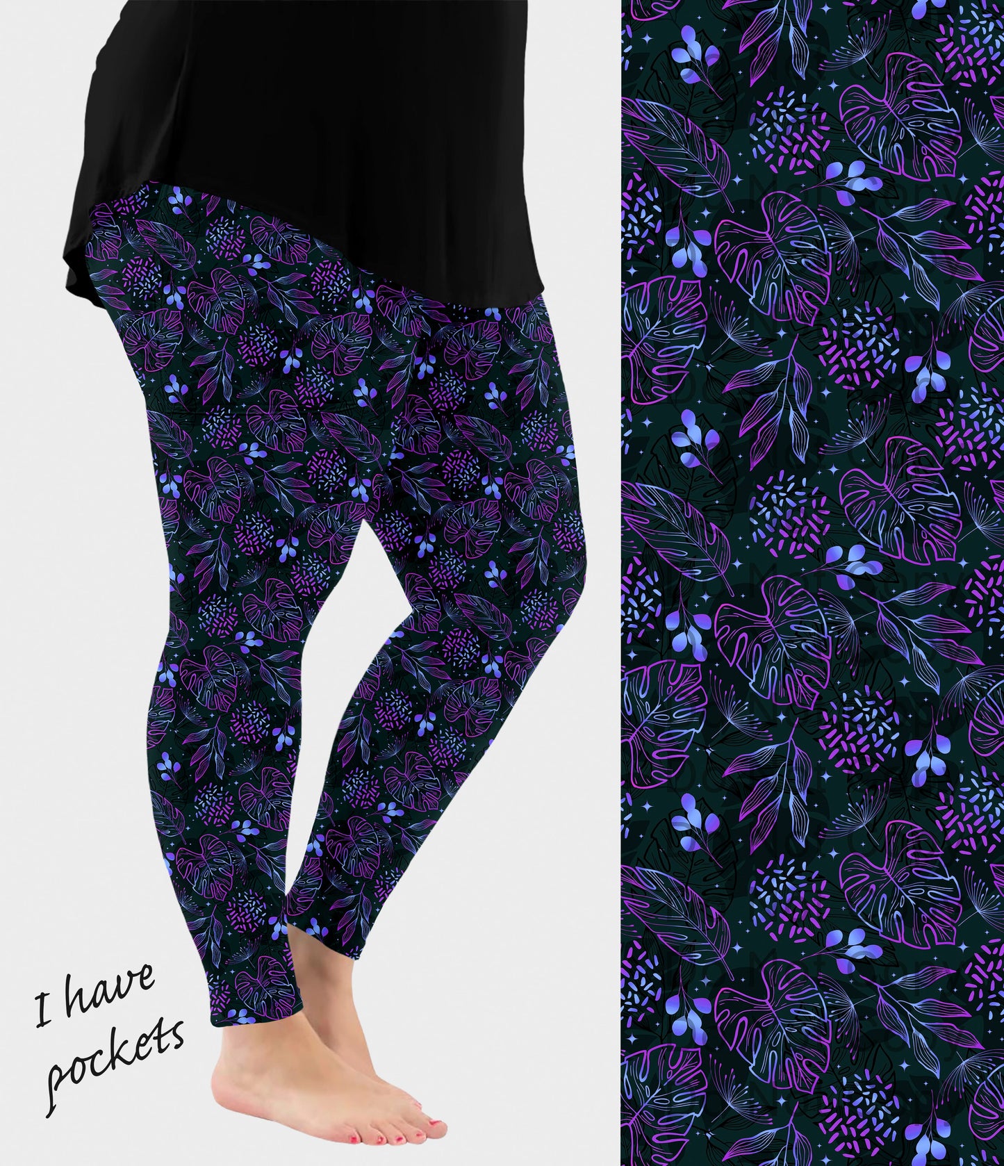 RTS - Ombre Tropical Leaves Leggings w/ Pockets