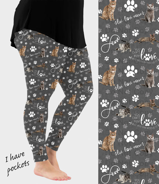RTS - Rescue Cats Leggings w/ Pockets