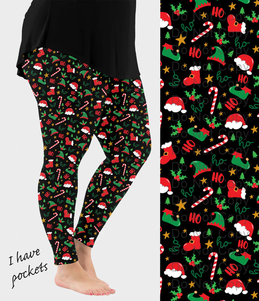 RTS - Santas Workshop Leggings w/ Pockets