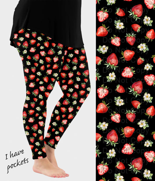 RTS - Strawberry Delight Leggings w/ Pockets