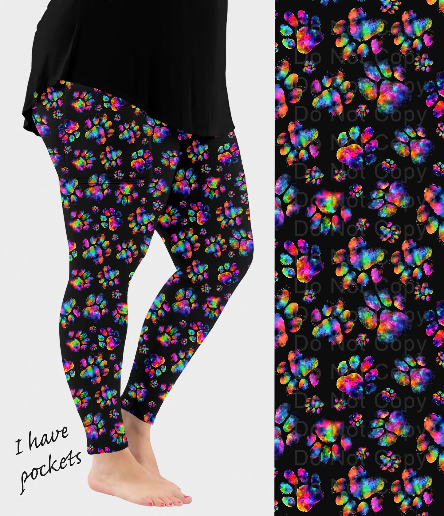 RTS - Tie Dye Paws Leggings w/ Pockets