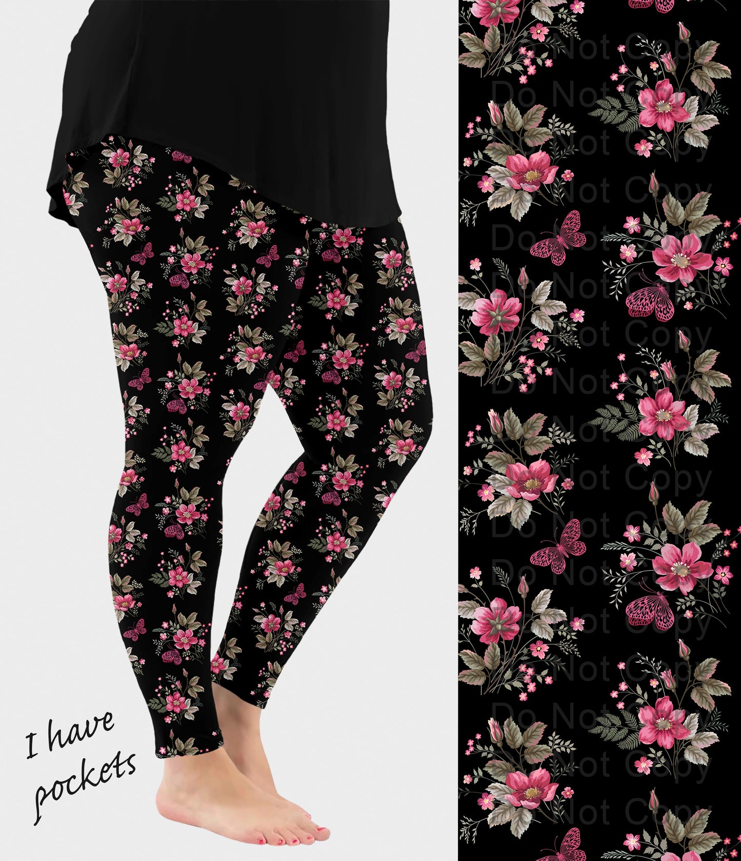 RTS - Butterfly Blooms Leggings w/ Pockets