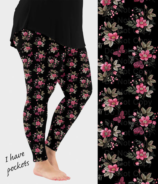 RTS - Butterfly Blooms Leggings w/ Pockets