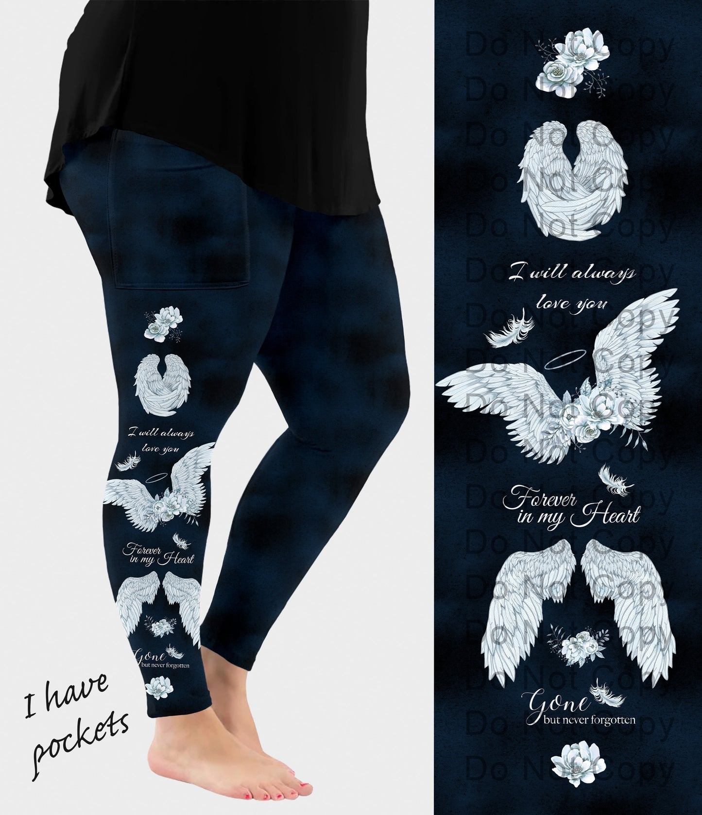 RTS - Forever in My Heart Side Design Leggings w/ Pockets