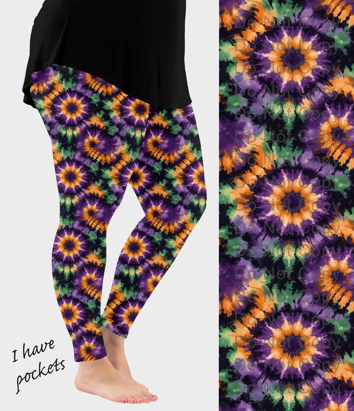 RTS - Halloween Tie Dye Leggings w/ Pockets