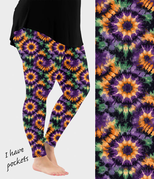 RTS - Halloween Tie Dye Leggings w/ Pockets