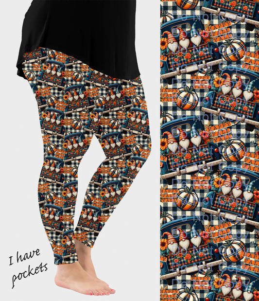 RTS - Happy Fall Gnomes Leggings w/ Pockets