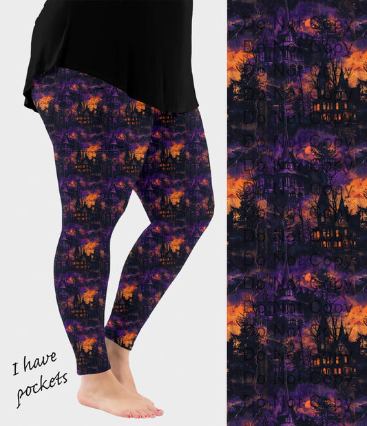 RTS - Haunted House Leggings w/ Pockets