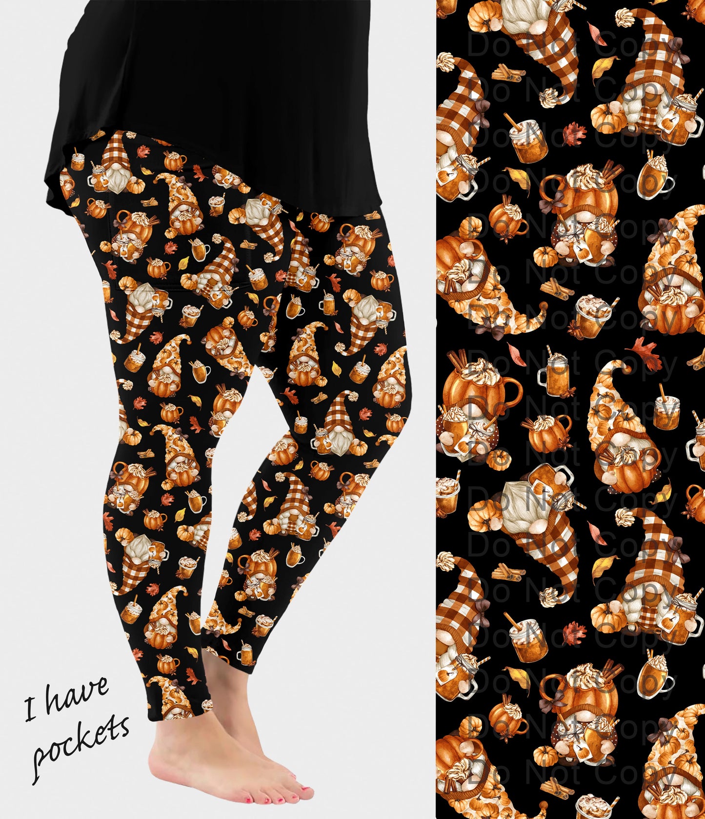 RTS - Pumpkin Spice Gnomes Leggings w/ Pockets