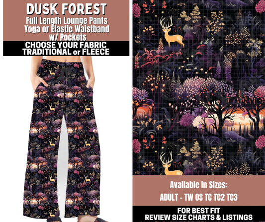 Preorder! Closes 11/3. ETA Jan. Dusk Forest Lounge Pants Choose Fleece or Traditional