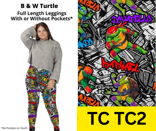 B & W Turtle Full Length Leggings w/ Pockets