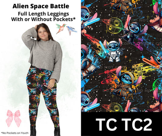 Alien Space Battle Full Length Leggings w/ Pockets