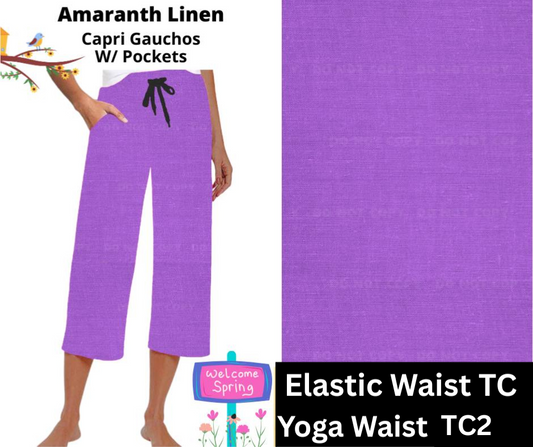 Amaranth Linen Capri Gauchos