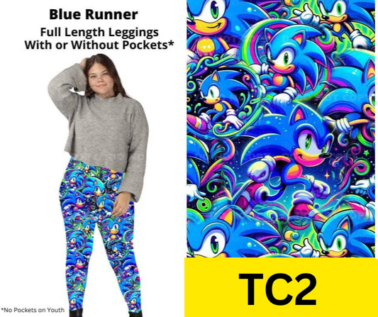 Blue Runner Full Length Leggings w/ Pockets
