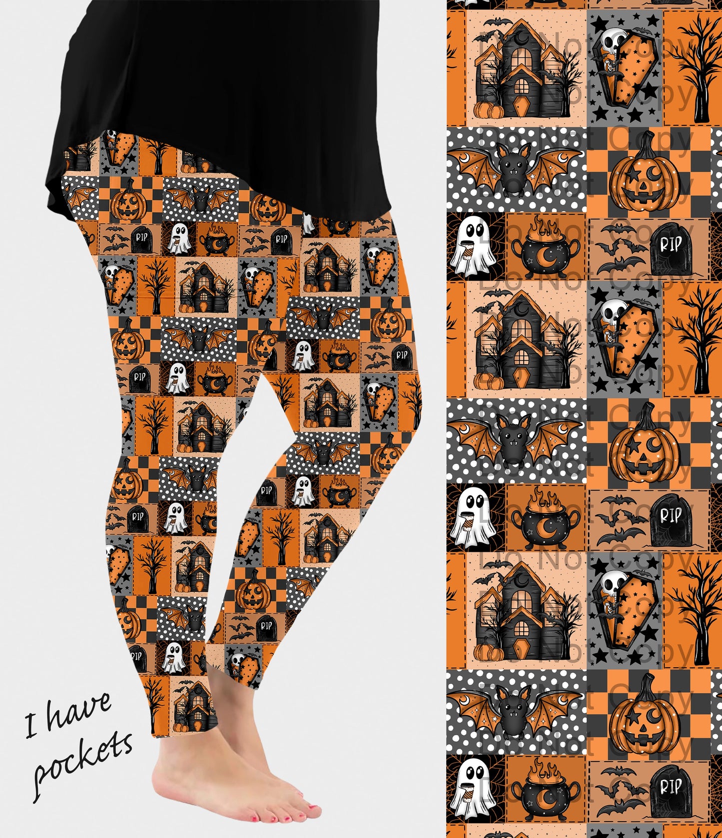 RTS - Spooky Patchwork Leggings w/ Pockets