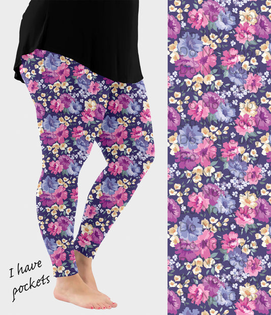 RTS - Spring Flowers Leggings w/ Pockets
