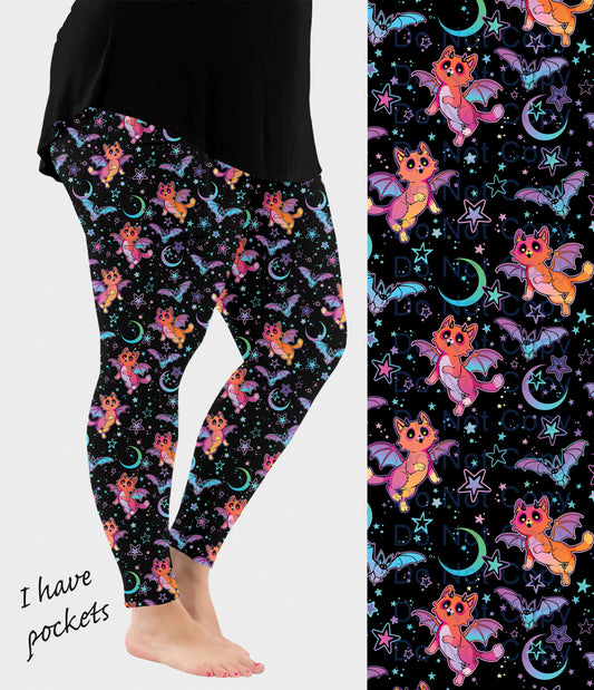 RTS - Winged Cat Leggings w/ Pockets
