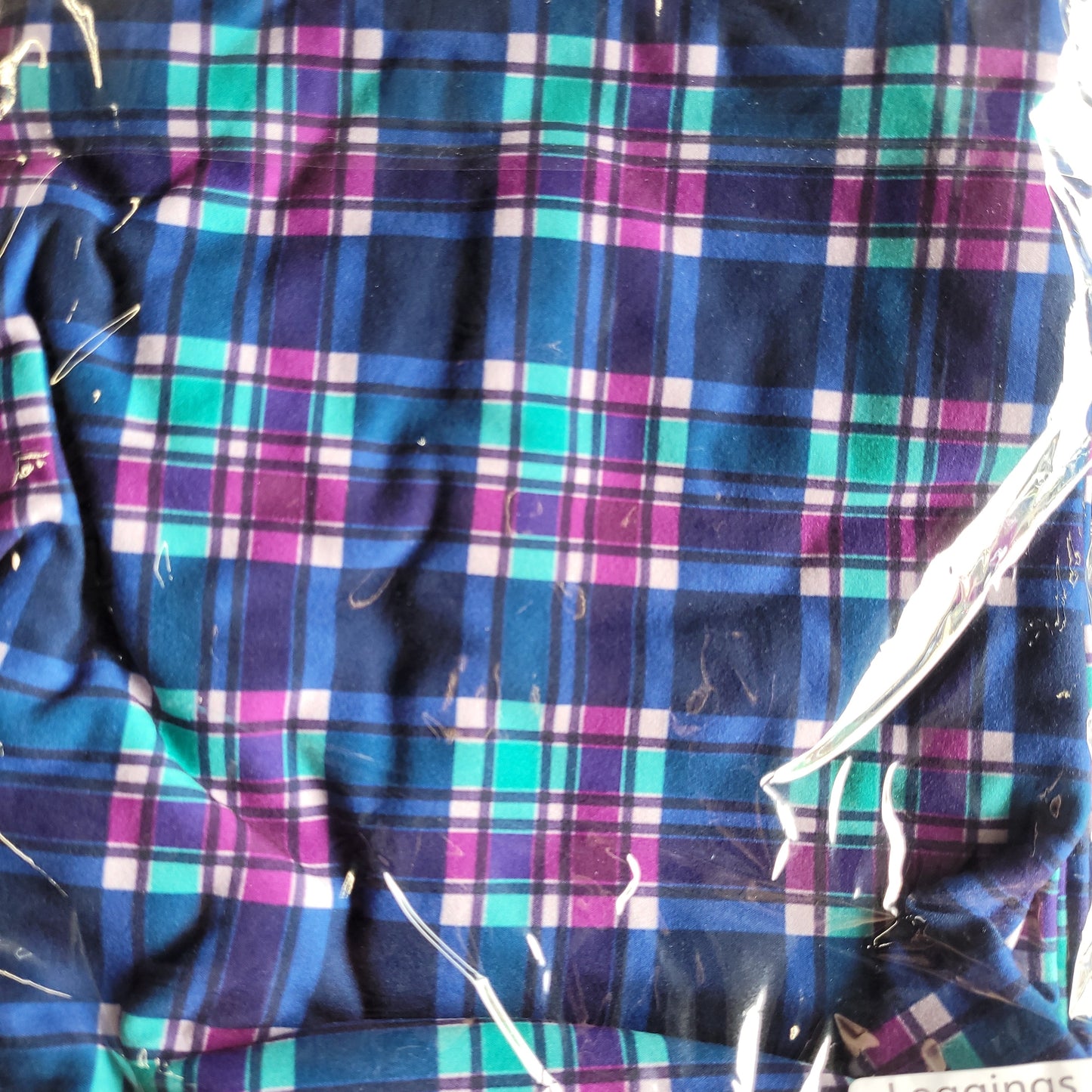 Blue green purple plaid one size leggings