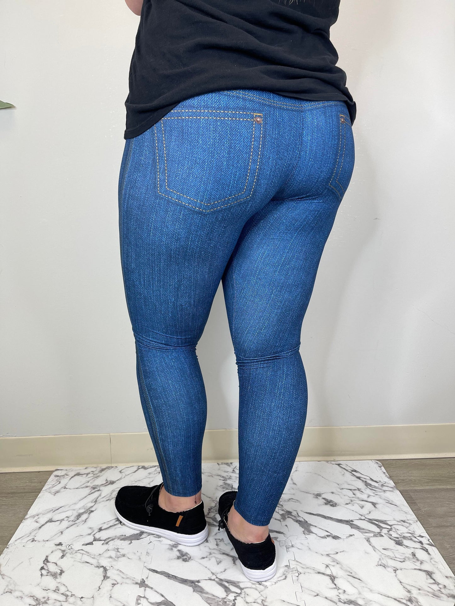 Blue Denim Leggings w/o Pockets
