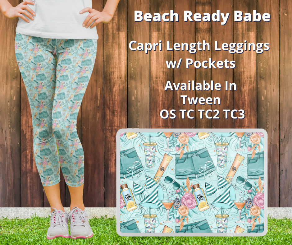Beach Ready Babe Capri Leggings w/ Pockets by ML&M