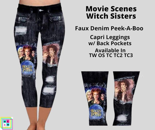 Witch Sisters Faux Denim Capris